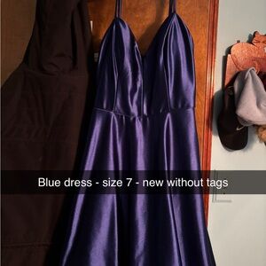 Elegant Blue Satin Dress